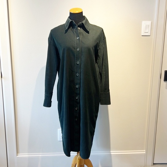 COS | Jackets & Coats | Cos Dark Green Corduroy Midi Shirt Dress | Poshmark